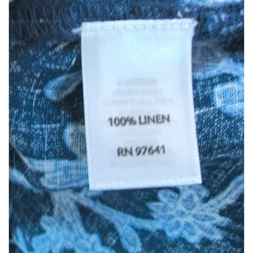 J. Jill Womens 3X Linen Tunic Top Blue Floral Pullover Half Sleeve - New - Picture 6 of 6